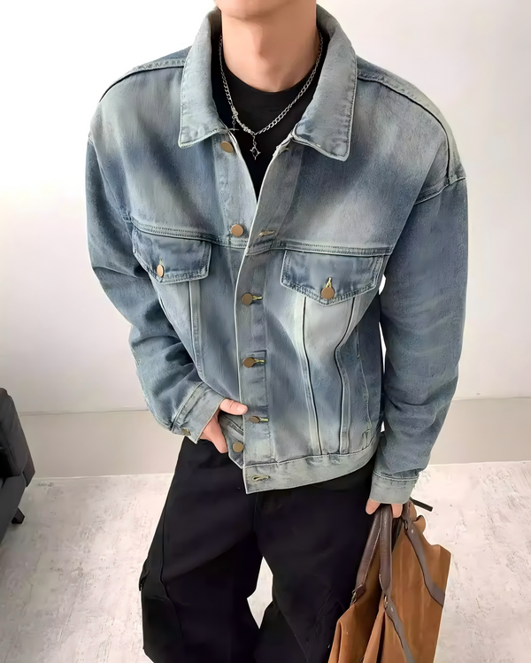 STEP BLOCK ST1005 Vintage Washed Denim Jacket