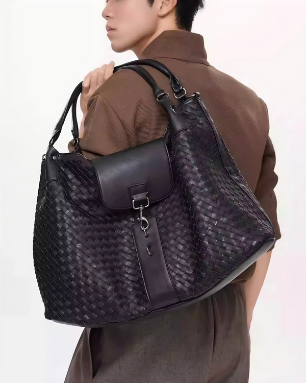STEP BLOCK Ac079 Woven Pattern Large Hobo Shoulder Bag