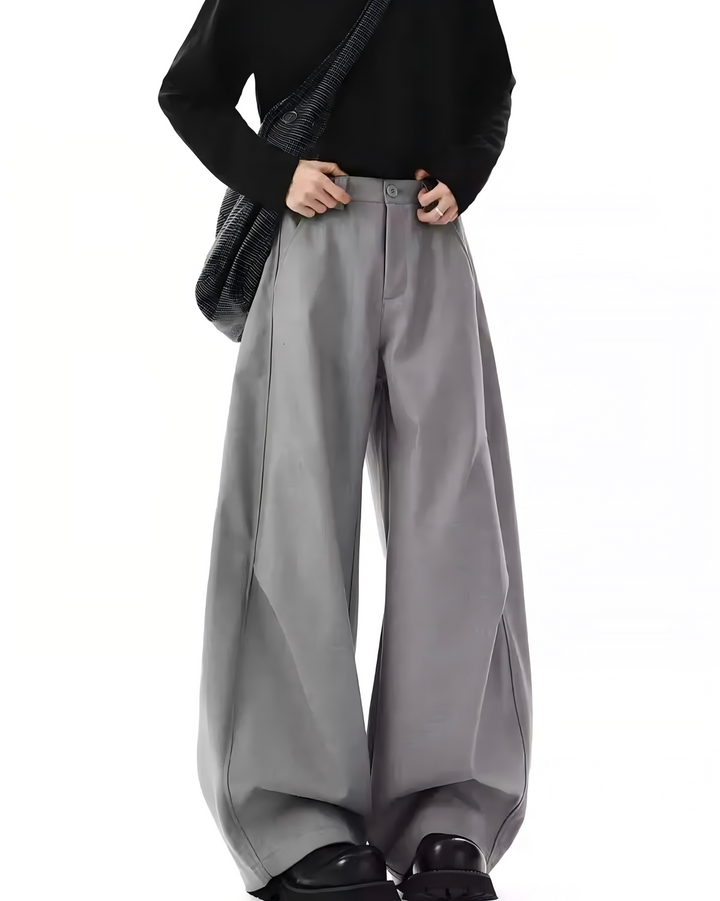 STEP BLOCK MT031 minimalist wide-leg drape casual trousers pants