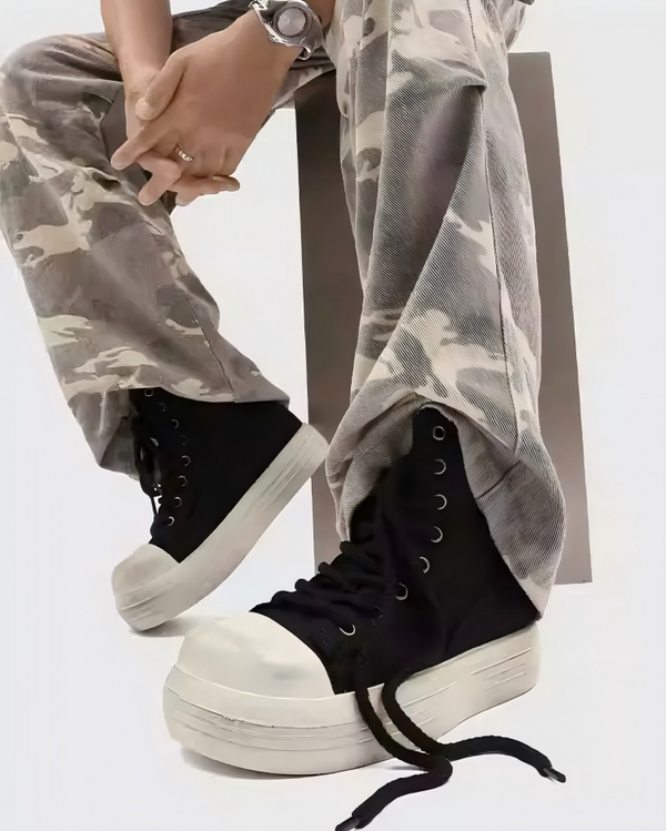 STEP BLOCK SH005 Men's Black High-Top Chunky Platform Streetwear shoes