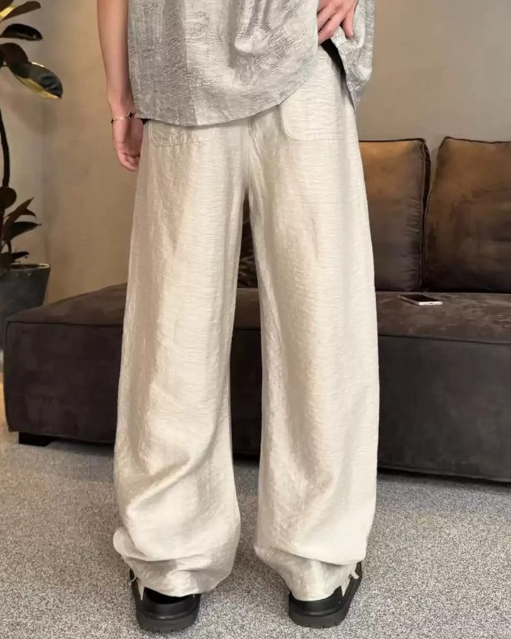 STEP BLOCK MT088 Wide-Leg Baggy Linen Casual Pants - Streetwear
