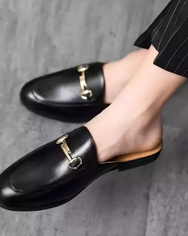 STEP BLOCK SH025 Men's Black Leather Slip-On Loafer Streetwear shoes