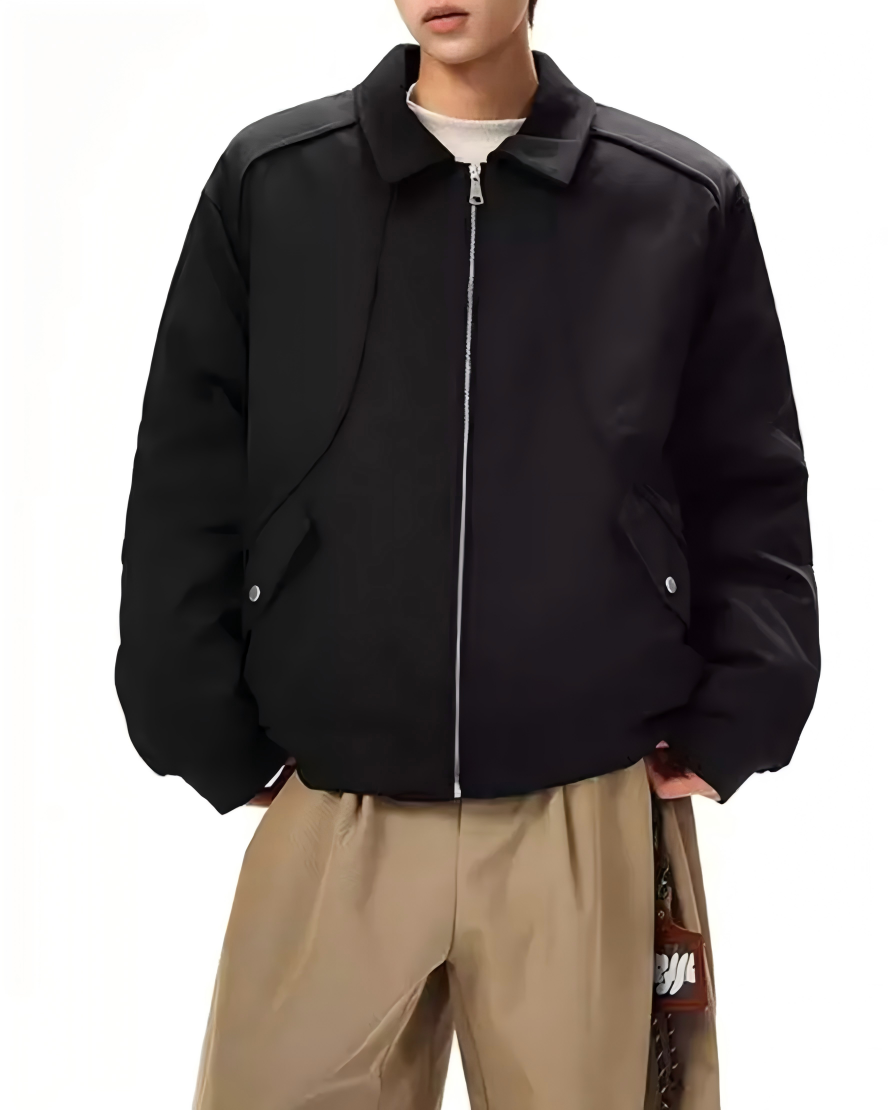 STEP BLOCK ST045 Shearling Collar Water-Resistant Workwear Bomber Jacket