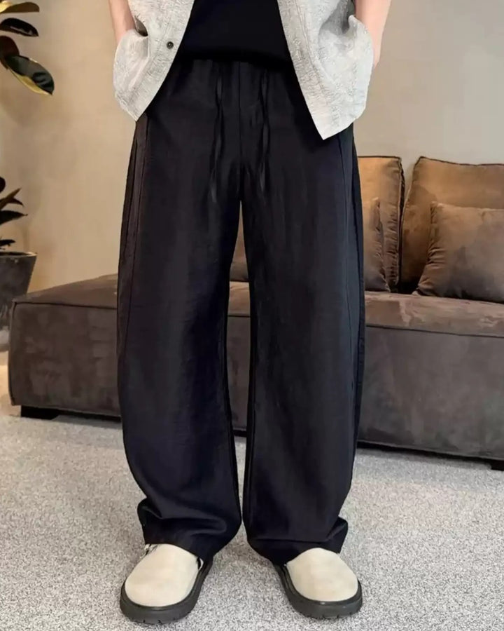 STEP BLOCK MT088 Wide-Leg Baggy Linen Casual Pants - Streetwear
