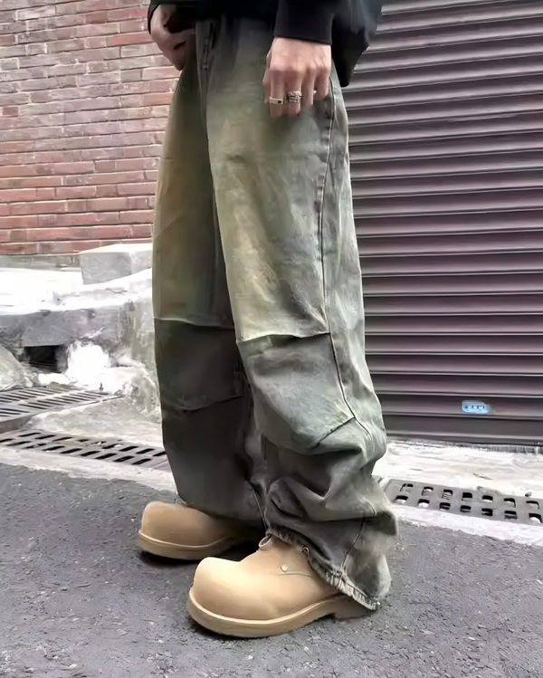 STEP BLOCK SH014 Men's Beige Suede Chunky Platform Casual Streetwear shoes