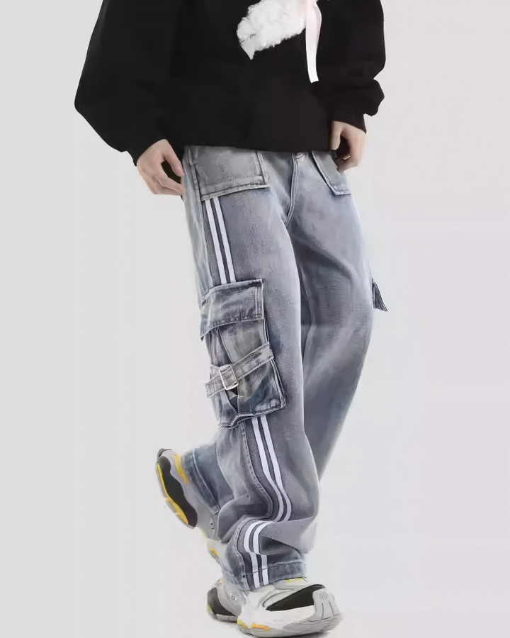 STEP BLOCK MT023 Multi-Pocket Cargo Baggy Jeans