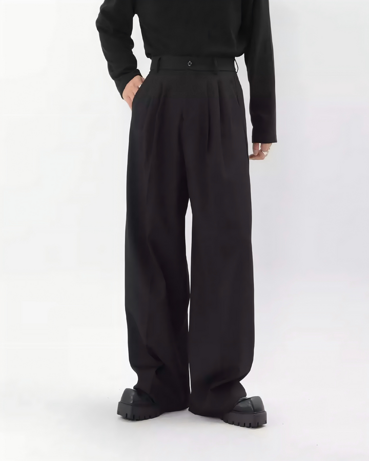 STEP BLOCK MT054 minimalist wide-leg drape casual dress pants