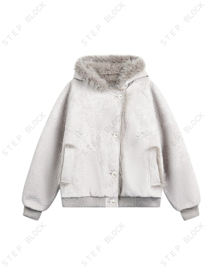 FAUX FUR-COLLAR PADDED JACKET st5079 OK