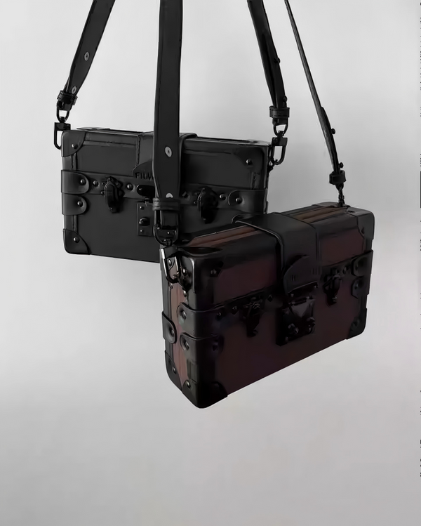 STEP BLOCK AC073 Gothic Boxy Black Crossbody & Shoulder Bag